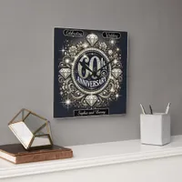 Glowing Tribute: 60th Anniversary Design Square Wall Clock