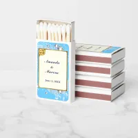 Faux Blue & Gold Frame Diamonds Wedding Reception Matchboxes