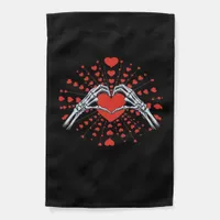 Skeleton Hand Heart Valentines Day Funny 2025 Hear Garden Flag