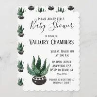 Potted Succulent Cactus Baby Shower Invitation