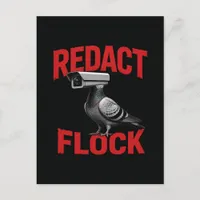 A surreal surveillance camera pigeon redact postcard