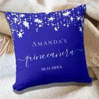 Quinceanera royal blue white stars name throw pillow