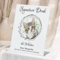 Cat Wedding Signature Drinks Pet Photo Bar  Pedestal Sign
