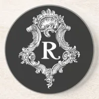 R Monogram Initial Sandstone Coaster