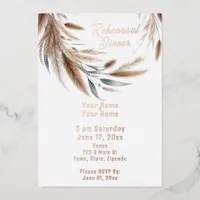 Rustic Pampas Wedding Foil Invitation