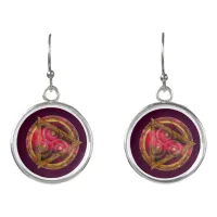 Crimson Celtic Mandala of Energy Earrings