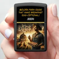 Egg Farmer Showcasing Fresh Produce Zippo Lighter