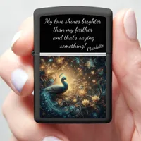 Glowing Peacock in a Magical Fantasy Realm Zippo Lighter
