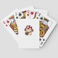 Cottagecore Aesthetic Cute Mushroom Playing Banjo  Poker Cards