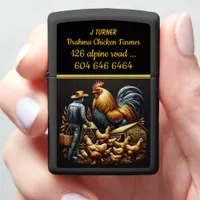 Brahma Chicken Farmer Tending to His Vibrant Flock Zippo Lighter