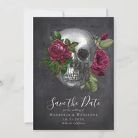 Slate Skull Roses | Gothic Save The Date