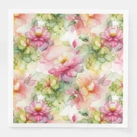 Pastel Flowers Alcohol Ink Illustration  Paper Dinner Napkins