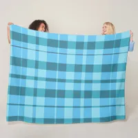 Trendy Modern Coastal Blue Plaid Fleece Blanket