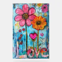 *~* LOVE Doodle – Colorful Whimsical Flower Art  Acrylic Sign