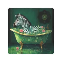 Fun Zebra in a Bathtub Metal Print