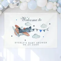 Vintage Airplane Clouds Baby Shower Welcome Banner