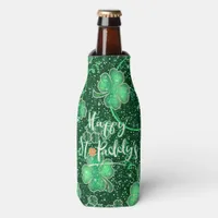 Glittering Shamrocks Happy St. Paddy's ID289 Bottle Cooler