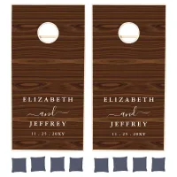 Rustic Wood Grain Personalized Wedding  Cornhole Set