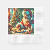 Vintage Christmas Santa Eating Cookies Napkins