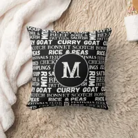 Jamaican Cuisine Caribbean Chef Black Monogram Throw Pillow