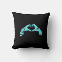Zombie Hands Heart Halloween Spooky Throw Pillow
