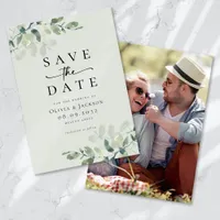 Eucalyptus Script Photo Wedding Save The Date