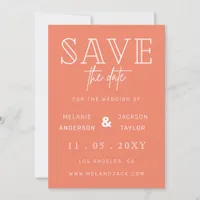 Minimalist Coral Handwritten Calligraphy Save The Date