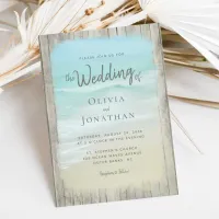 Rustic Wood Ocean Waves Beach Wedding Invitation