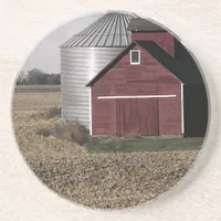 A Rural Farm Scene After Harvest Drink Coaster