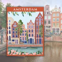 Amsterdam Holland Netherlands Watercolor Postcard