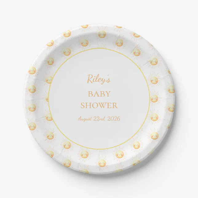 Cute Gender Neutral Sunshine Themed Baby Shower  Paper Plates