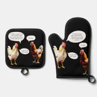 Funny Why Did Chicken Cross Road Hens Humor Oven Mitt & Pot Holder Set