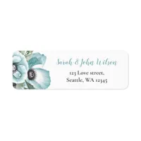 Rustic Watercolor Floral Dusty Blue Wedding Label