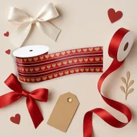 Glitter Heart Red Valentine Decor Satin Ribbon