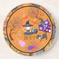 Halloween Witch Birthday Party Orange Coaster