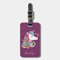 Magical Unicorn Gold Glitter Girly  Luggage Tag