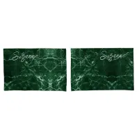 Green Marble Simple Monogram Name | Pillow Case