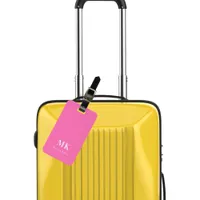Hot pink monogram initials luggage tag