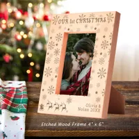 Our First Christmas Santa & Deer Couple's Name 4x6 Engraved Frames