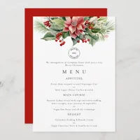 Logo Florals Business Christmas Party Menu Card