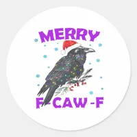 Funny Crow Christmas Classic Vintage Style Classic Round Sticker