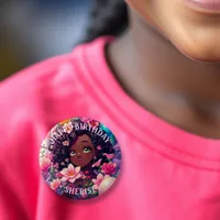 African-American Anime Birthday Girl Personalized  Button