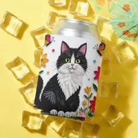 Personalized Cat, Flowers and Butterflies   Can Cooler