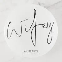 Informal Script Wifey Date Black White Trinket Tray