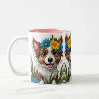 Cute Little Small Puppy Dog Pencil Art  Two-Tone Coffee Mug