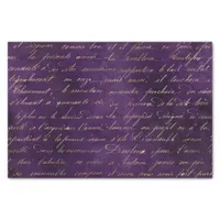 Purple and Gold Grunge Vintage Calligraphy Tissue Paper