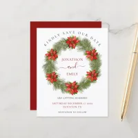 Budget Christmas Poinsettia Wedding Save the Date