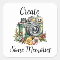 Photography Graphics and Quote | Vintage Camera Square Sticker