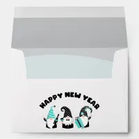 Teal and Black Gnome Happy New Year Envelope