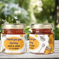 Unique Honey Bee With Customizable Text Label  Honey Jar Favors